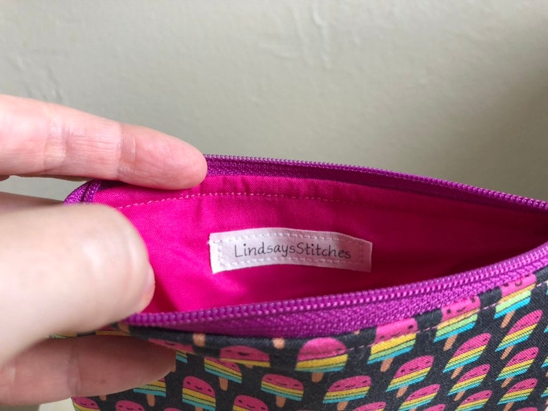 Pink Change Purse Emoji Coin Pouch Popsicle Coin Pouch Purple Coin Pouch Pink Zipper Pouch Popsicle Print Coin Pouch Keychain Pouch