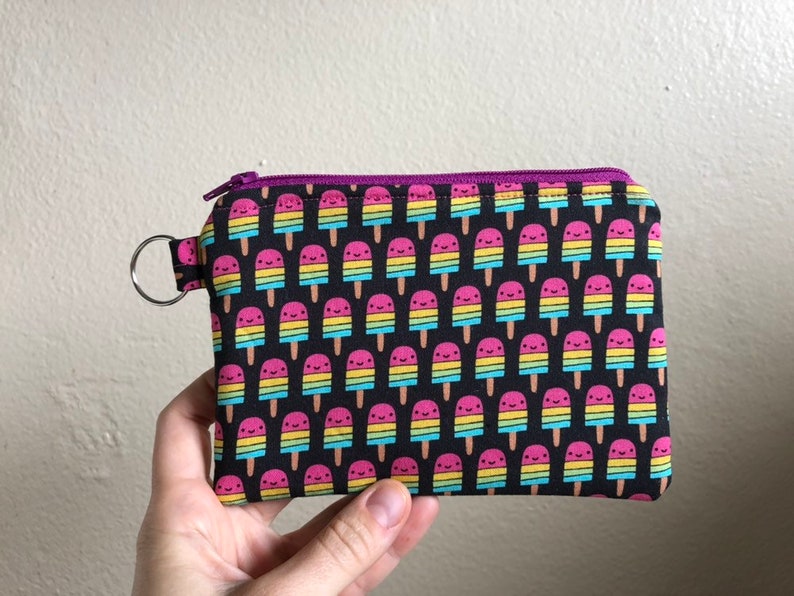 Pink Change Purse Emoji Coin Pouch Popsicle Coin Pouch Purple Coin Pouch Pink Zipper Pouch Popsicle Print Coin Pouch Keychain Pouch