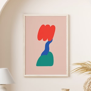 Abstract Geometric Flower Wall Print | Digital Download Print, Colorful Shapes, Modern Wall Decor, Large Downloadable Prints, Red Blue Green