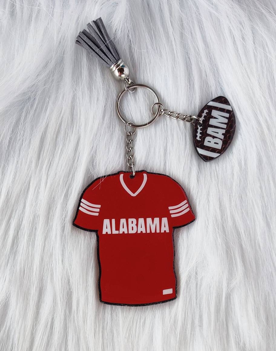 Football jersey keychain with mini footballs Etsy
