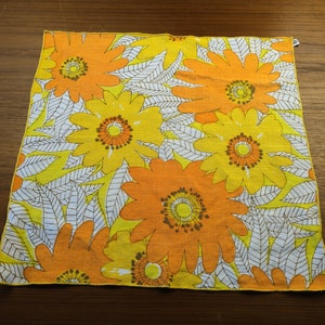 Vintage Vera Neumann Yellow & Orange Flowers Napkins (Set of 4)