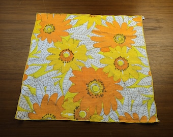 Vintage Vera Neumann Gula & Orange Blommor Servetter (Set om 4)