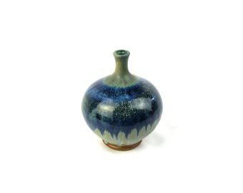 Blue Drip Glaze Studio Pottery Vase - Etsy
