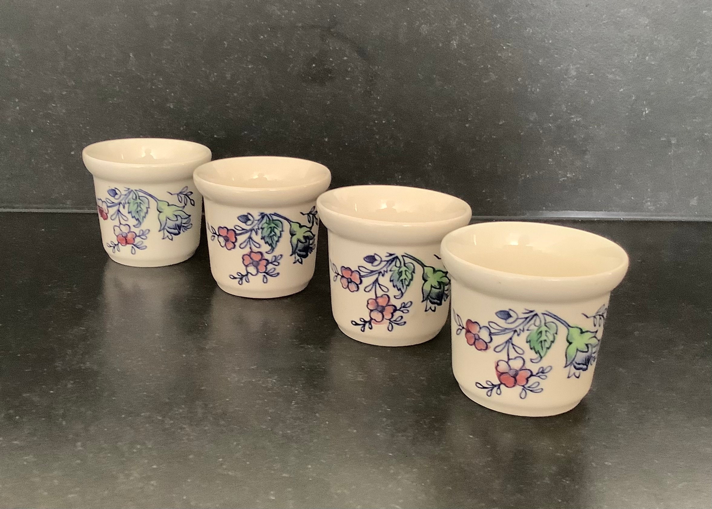 Johnson Brothers Rose Chintz Blue Set of 4 Egg Cups / Eggcups. New