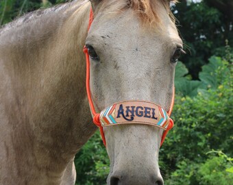Halter with Chevron Noseband - CUSTOMIZED- Made to Order with Name Personalization Options by RF Tack