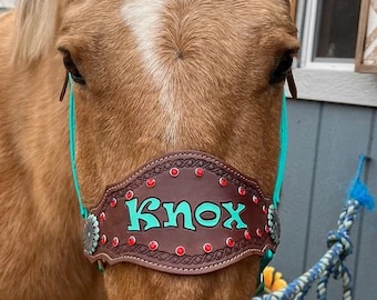 Custom Leather Bronc Noseband - Hand Tooled Halter