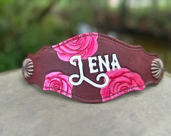Custom Rose Leather Bronc Noseband - Hand Painted Halter