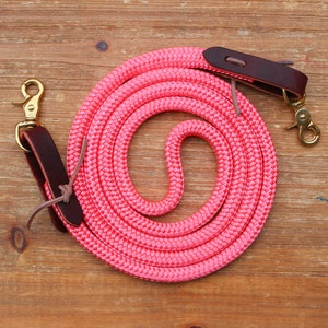 Yacht Rope Horse Reins: Solid Brass or Stainless Steel Clips, Leather Straps