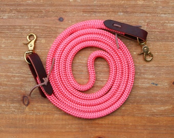 Yacht Rope Horse Reins: Solid Brass or Stainless Steel Clips, Leather Straps