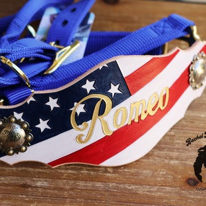 Cabestro de bronc con bandera patriótica: Muserola de cuero personalizada