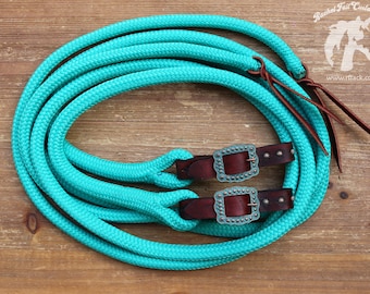 Split or Loop - Yacht Rope Reins & Slobber Straps with Buckles - Custom Made to Order - Horse Tack