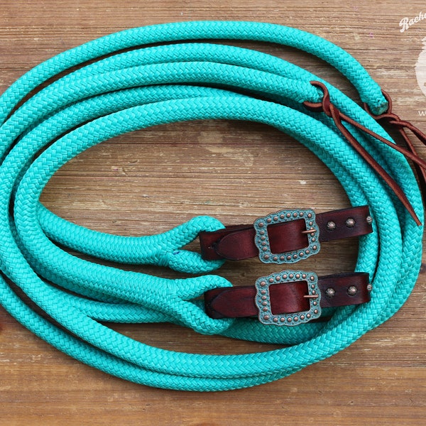 Split or Loop - Yacht Rope Reins & Slobber Straps with Buckles - Custom Made to Order - Horse Tack