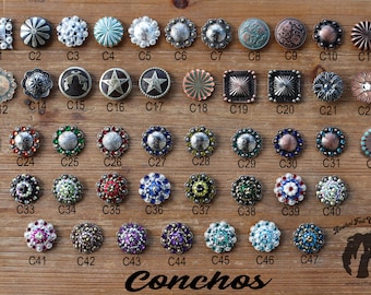 Pair (2) of Replacement Conchos - 1.5" Screw Back Conchos - Many Options Available