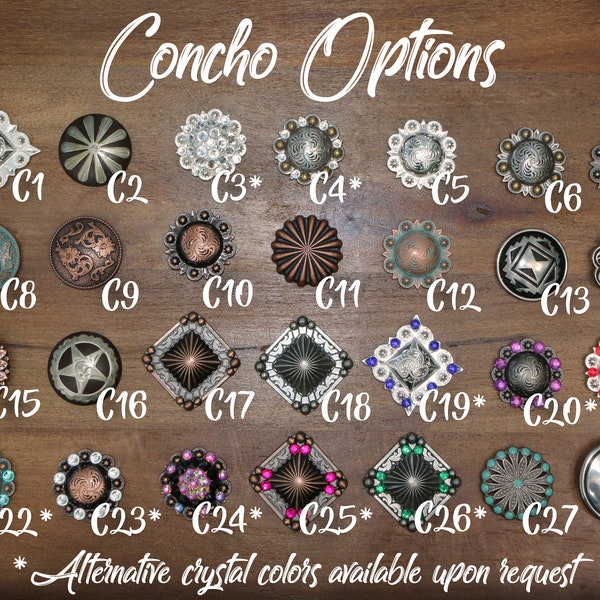 Pair (2) of Replacement Conchos - 1.5" Screw Back Conchos - 24 Options Available