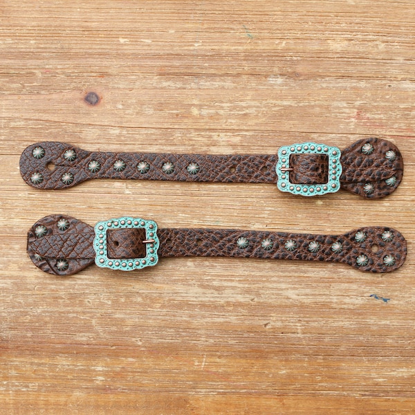 Custom Western Spur Straps - 12 Buckle Options/28 Rivet Options - Custom Made in Buffalo Leather - 7.5" to 10" by RF Tack