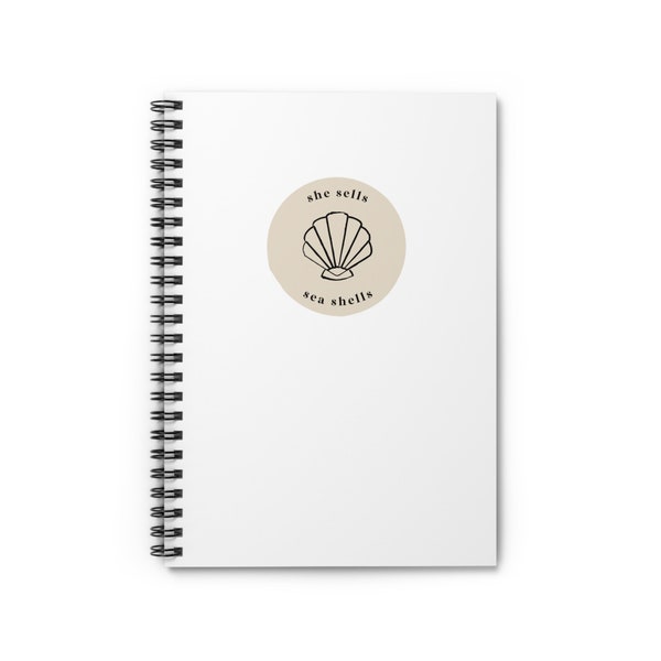 She Sells Sea Shells Spiral Notebook Shell Journal Scallop Design Gifts for Her Costal Book