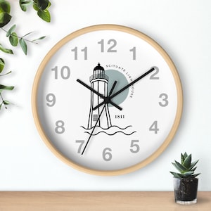 Old Scituate Lighthouse Wall Clock Scituate Light Scituate Massachusetts Lighthouse 02066 Light house Illustration 143 Gift Clocks
