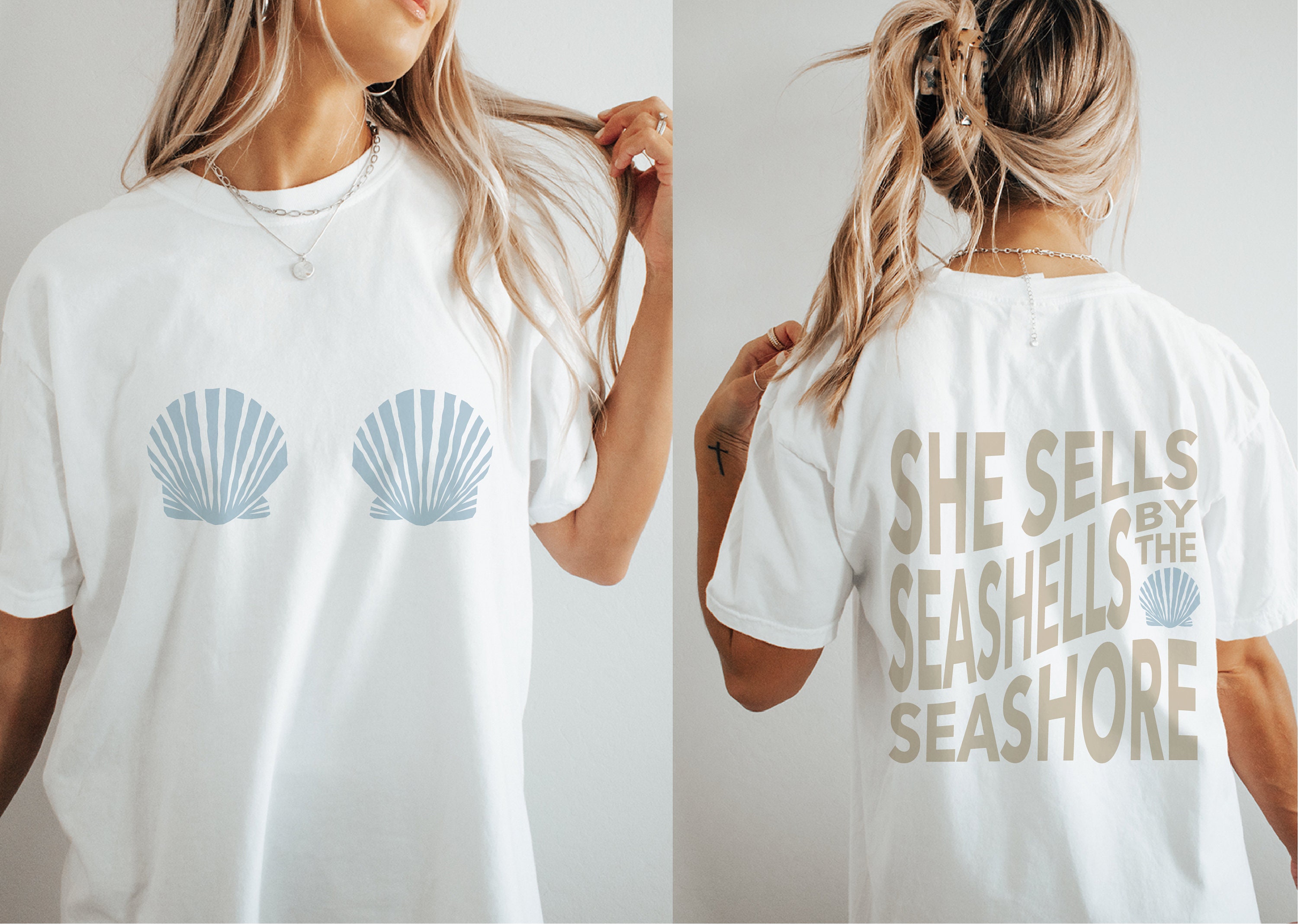 Shell Boob Shirt Original Seashell Beach Draw Shell Boob Shirt Original Seashell Beach Draw