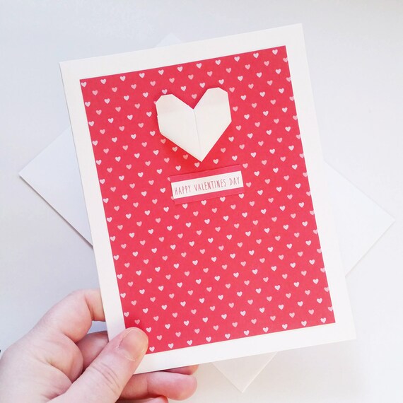 Mini Heart Valentines Day Card Pearl Origami Heart Card 5x7 Simple Card 3d Heart Handmade Valentine Love Card Valentines Day