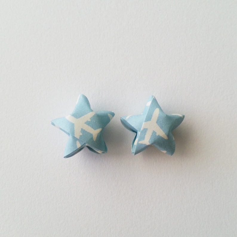 White 48 Blue and White Plane Origami Stars: Blue Travel Origami Star Decoration Folded Paper Flying Mini Stars Airplane