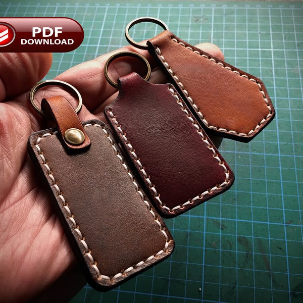 Pattern Leather Keychain,  Leather Pattern,  Leather Handmade, 3 leather key holders pdf, Leather Keychains digital PDF