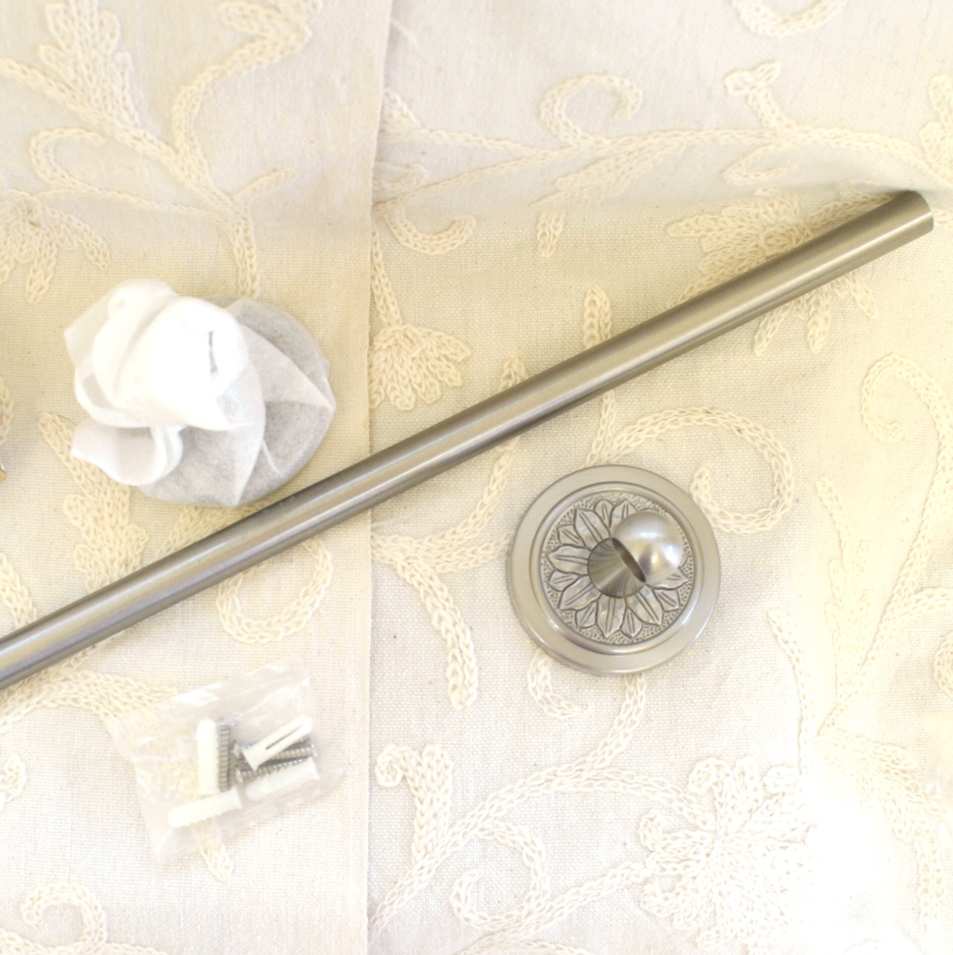 Decorative Towel Rod Brushed Nickel Finish With Florette Detail New