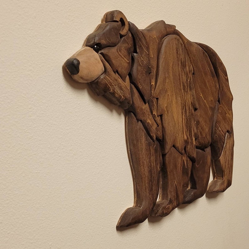 Large Wooden Grizzly Bear Wall Art Grizzly Bear Decor Bear Etsy