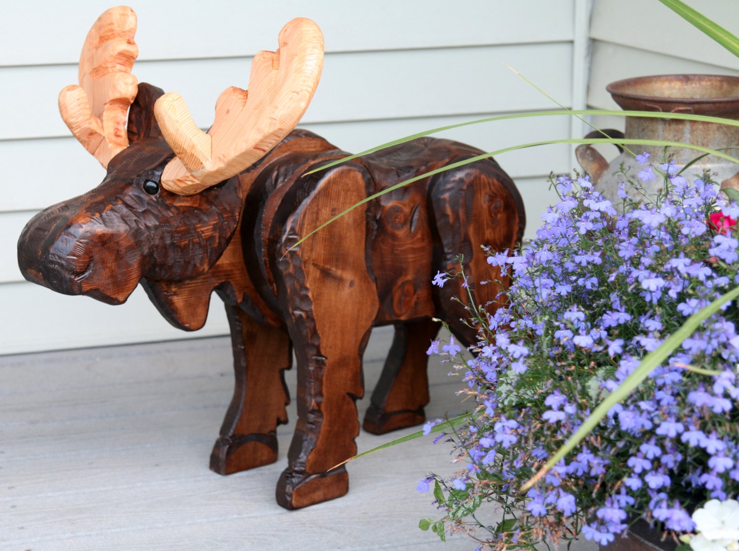 Rustic Wood Carved Moose Rustic Decor Moose Decor
