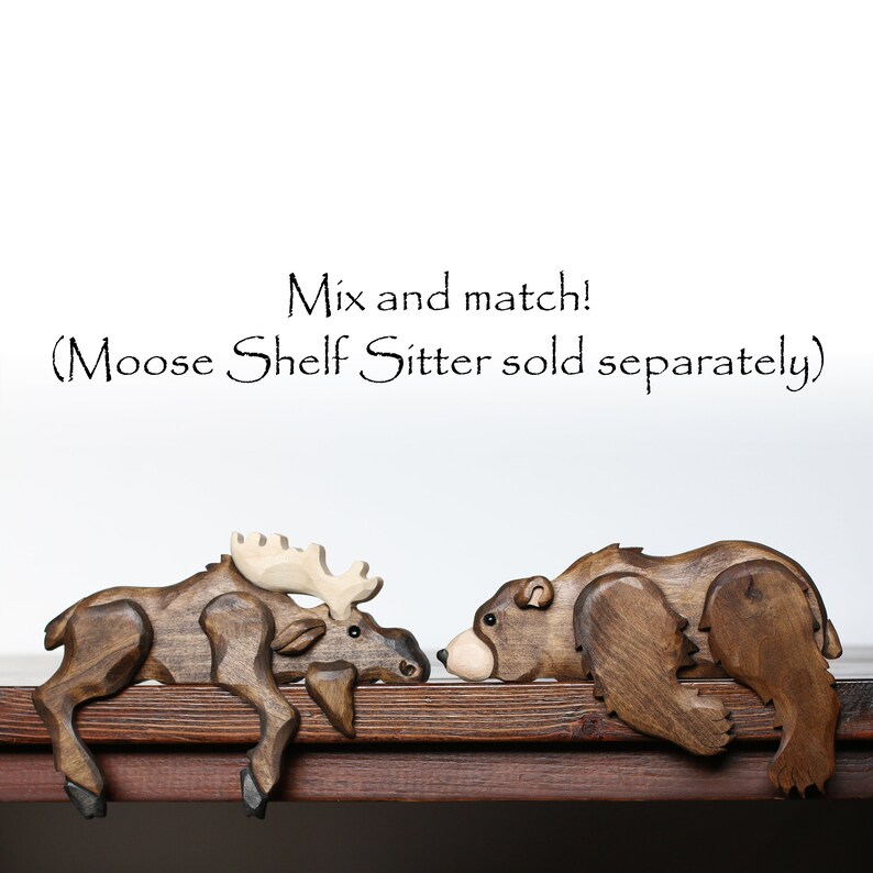 Handcrafted Wooden Bear Shelf Sitter | Rustic Cabin, Woodland Nursery Decor image 5