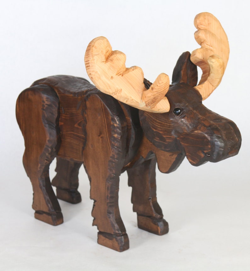 Rustic Wood Carved Moose Rustic Decor Moose Decor Montana Etsy