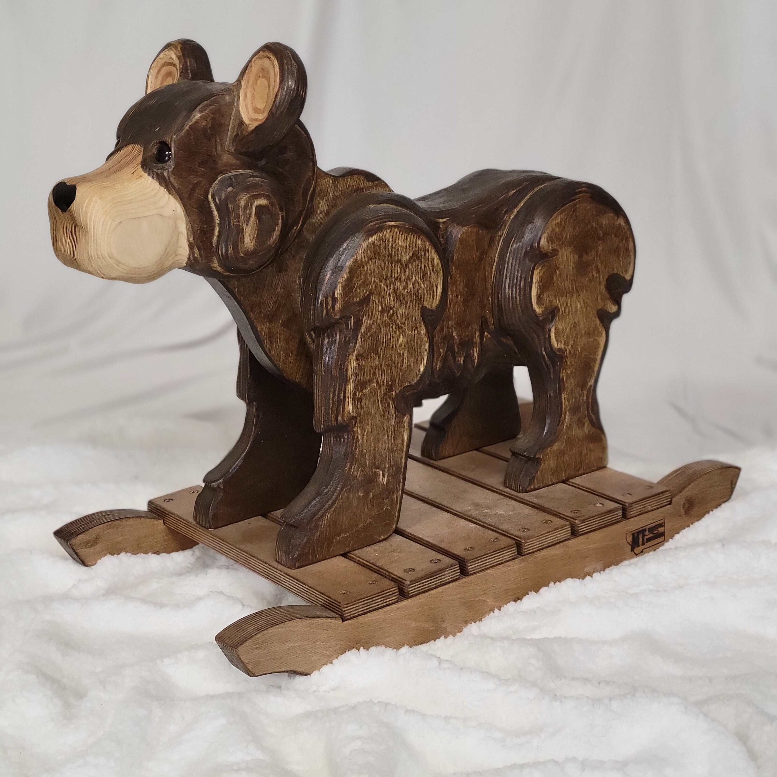 Rustic Bear Rocker Rocking Horse for Toddler Wooden Ride on Toy