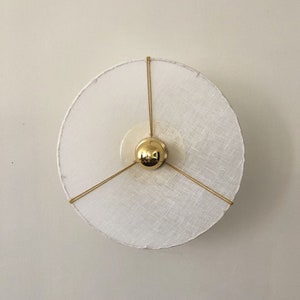 Luminous fixed wall light in brass-finish linen voile D.30 cm LUNA