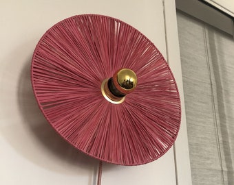 Nomadic light wall lamp in pink raffia FIORE ROSA