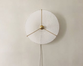 Luminous nomadic wall light in white linen veil D.45 cm LUNA (fixed version on request)