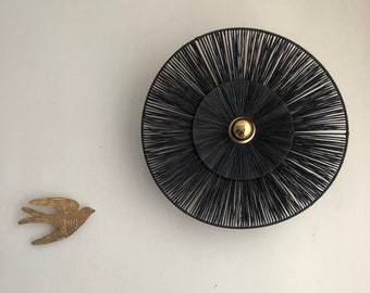 FIXED light wall lamp in black raffia (portable version on request) FIORELLA RAFFIA