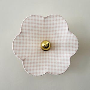 Aplique fijo de lino vichy rosa y blanco (versión portátil (enchufable) bajo pedido)