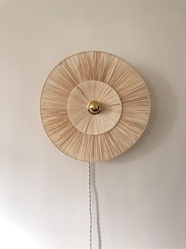 Nomadic raffia wall light fixed version on request FIORELLA RAPHIA image 1