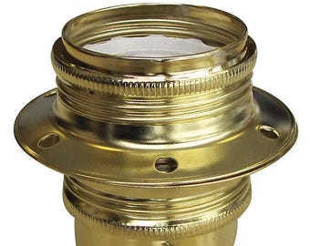 E27 electrical socket + 2 fixing rings for lampshade, brass finish