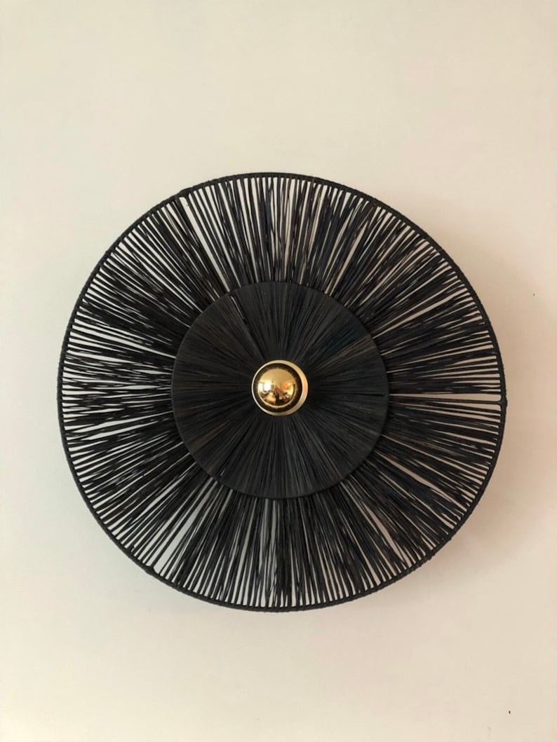 FIXED light wall lamp in black raffia portable version on request FIORELLA RAFFIA image 2