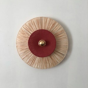 Aplique de luz fija en rafia natural y lino lavado color terracota ALBA (versión portátil bajo pedido)