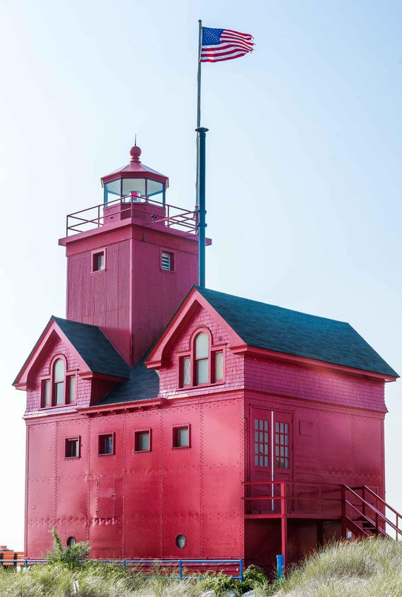 Big Red Lighthouse In Holland Michigan Photograph Print 12 X Etsy