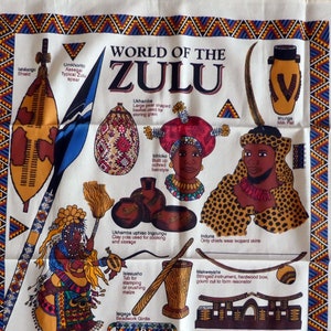 World of the Zulu souvenir tea towel, cotton tea towel