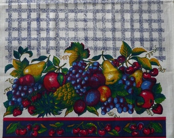 Retro fruit linen blend tea towel