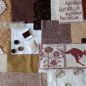 Slow Stitching Fabric Pack: Aussie Theme, Embroidery, Lace & Buttons
