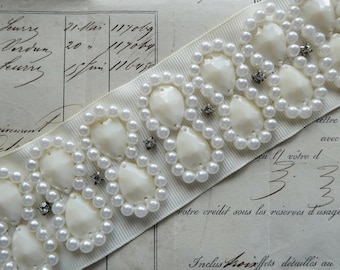 Cream beaded trim 5 cms wide by half metre