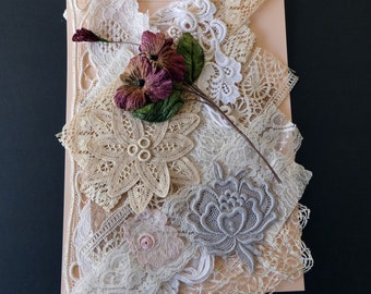 Antique and vintage lace pack for slow stitching, junk journals, fabric art, creative sewing