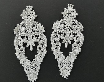 Cream Venise lace applique, embroidered motif