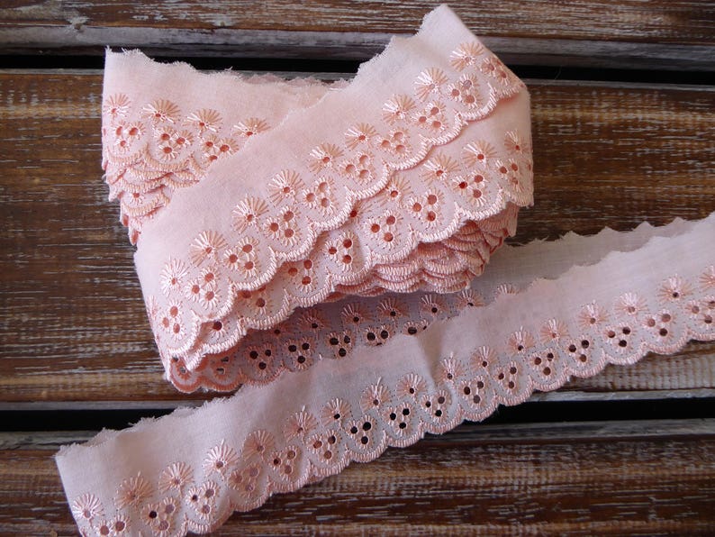 Pink Eyelet Knitting In Lace Trimming 35mm wide per 50 metres