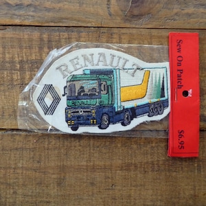 Vintage sew on cloth motif Renault truck, novelty cloth patch
