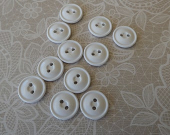 11 vintage retro white buttons, 15 mm two-hole buttons
